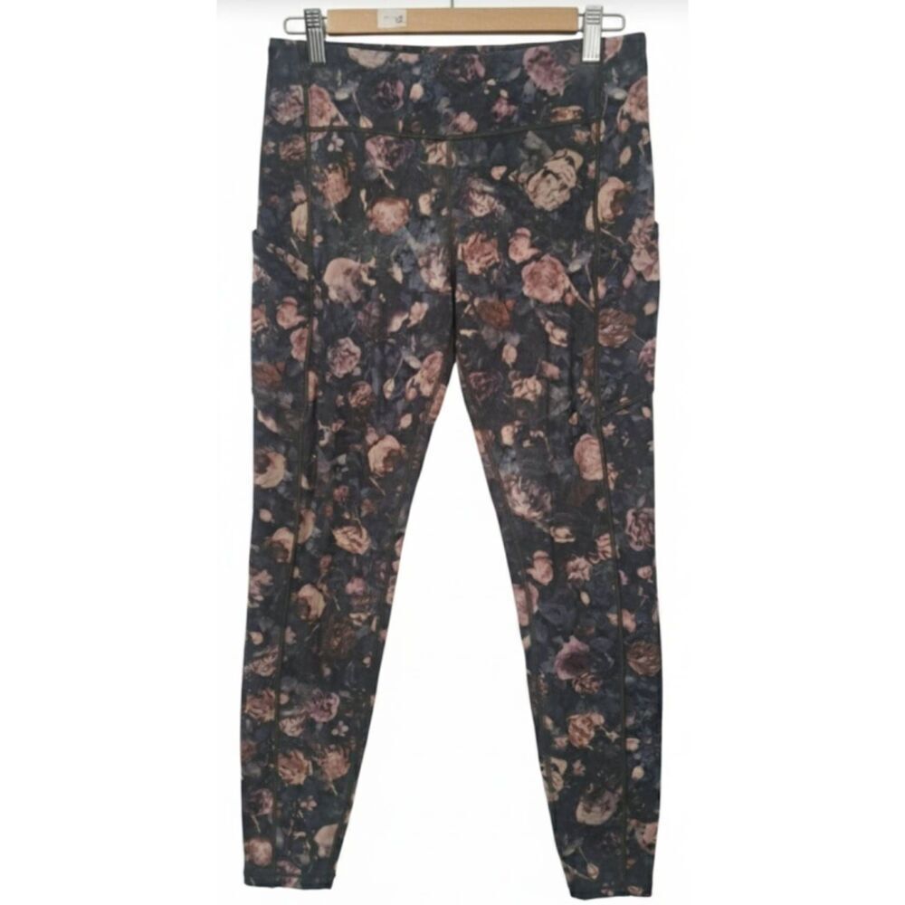 Lululemon womens size 10 speed up running leggings   roses gray side pockets